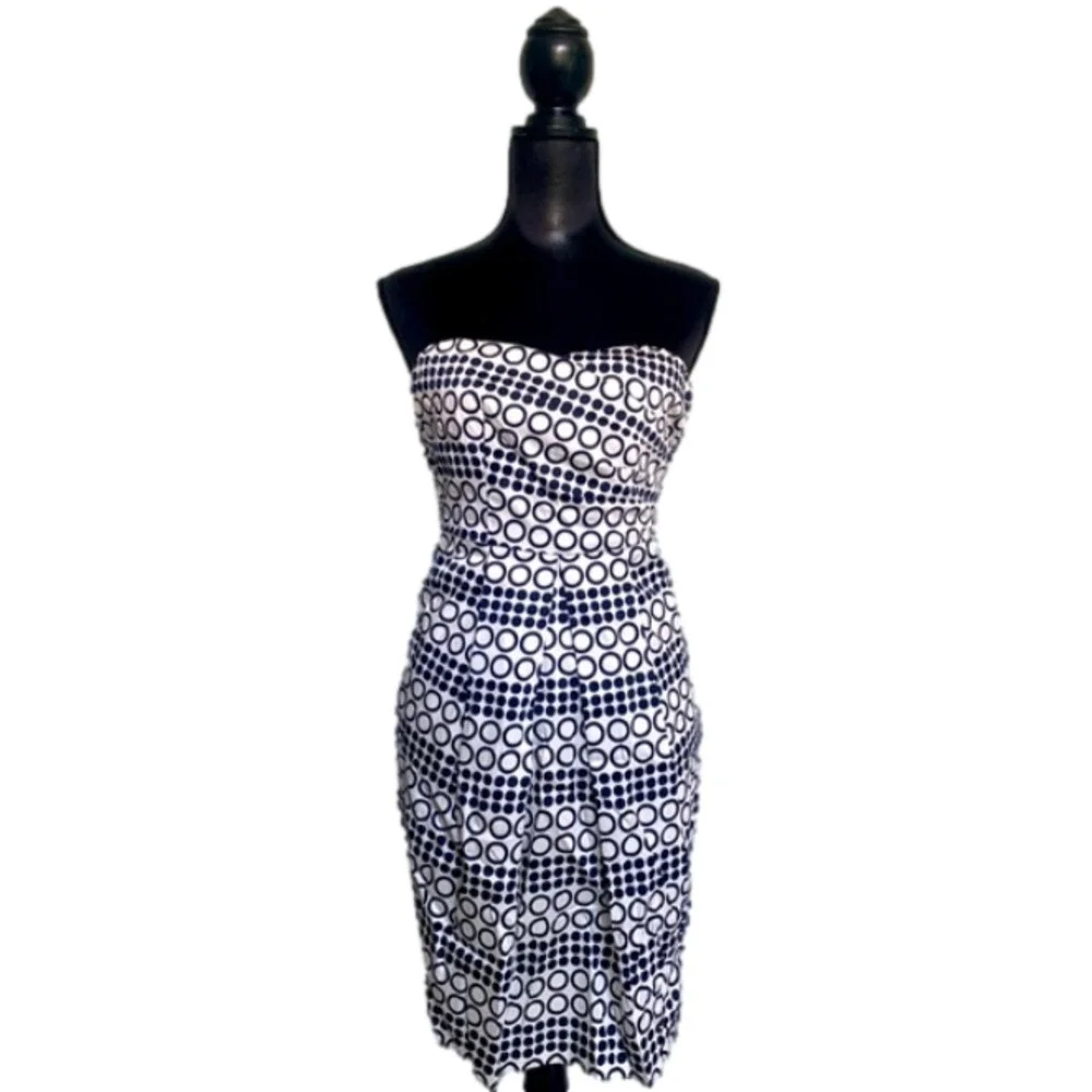 NWT Outback Red Navy and White Geometric Strapless Cocktail Dress Size 0